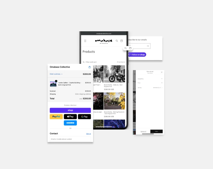 Checkout and filter components from the design system