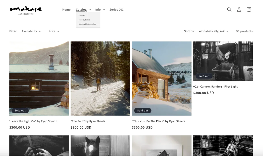 Filtered catalog of photographic prints