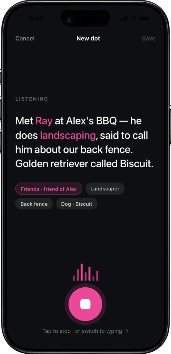 Voice capture screen