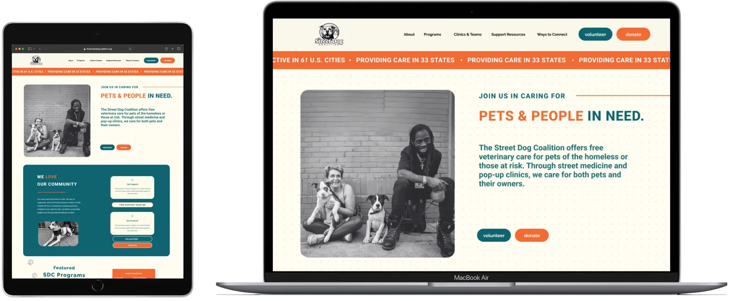 Redesigned homepage on tablet and laptop