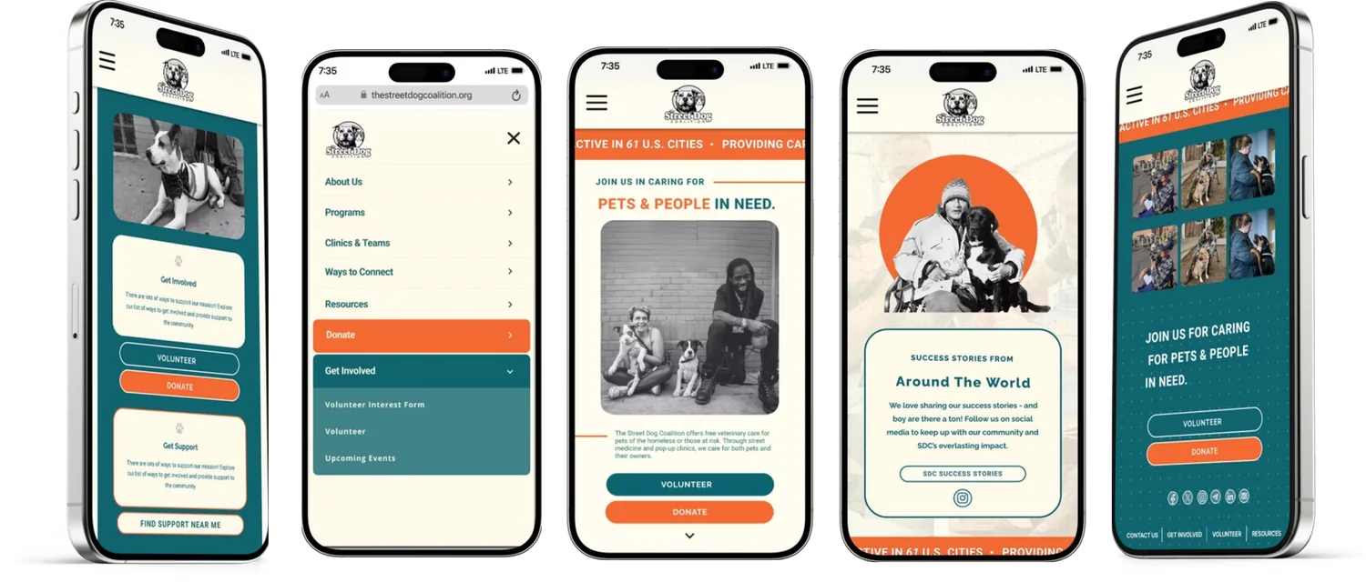 Final redesigned screens across mobile