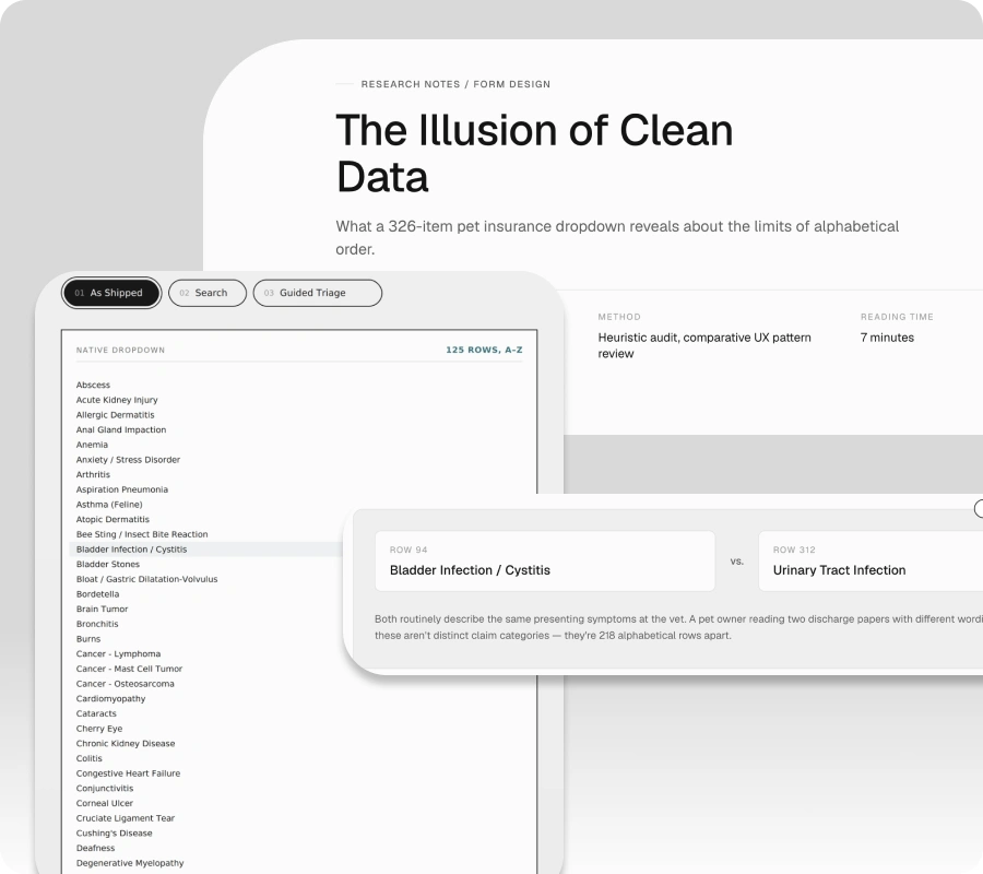 The Illusion of Clean Data essay shown as a demo tab and comparison card