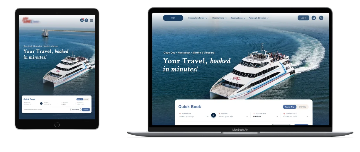 Redesigned site on tablet and laptop
