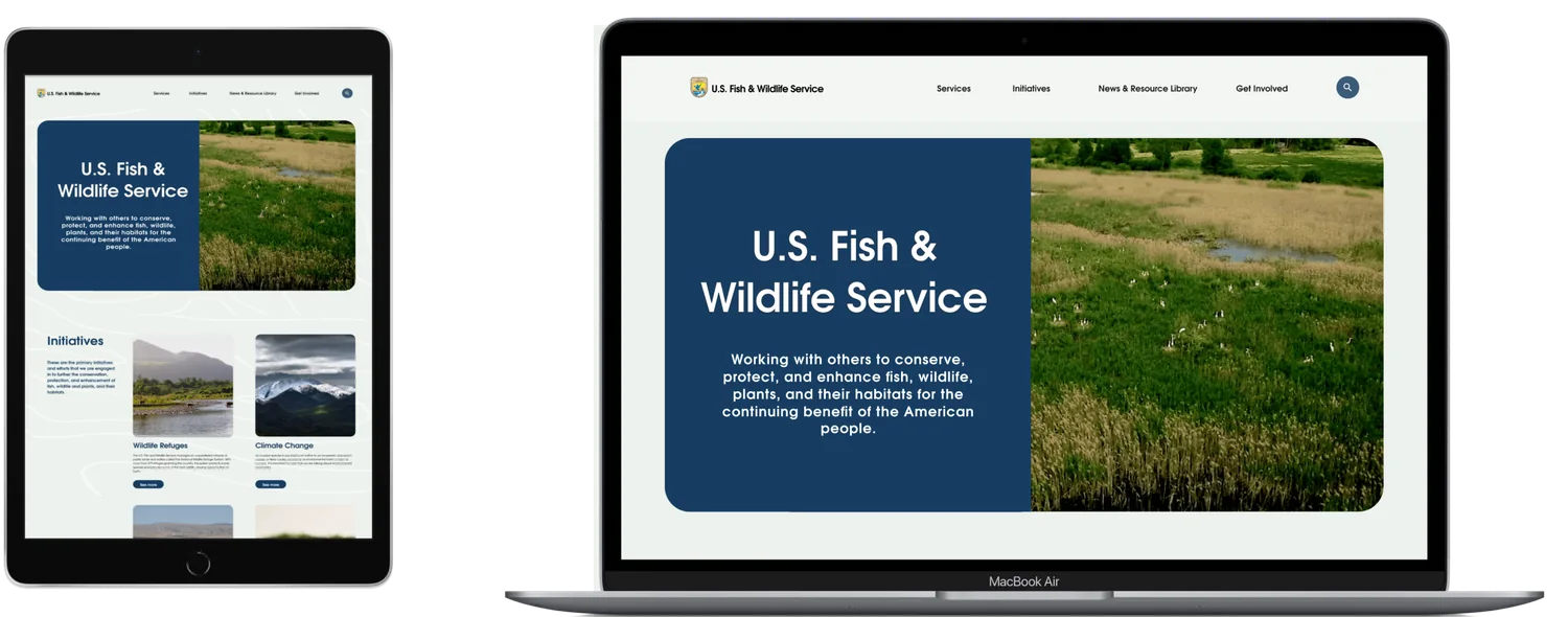 Redesigned homepage on tablet and laptop