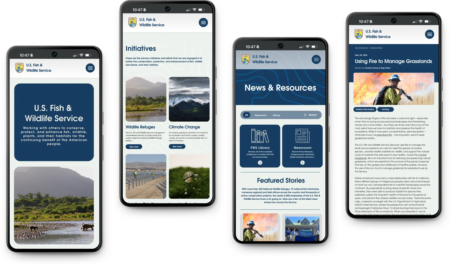 Final redesigned screens across mobile