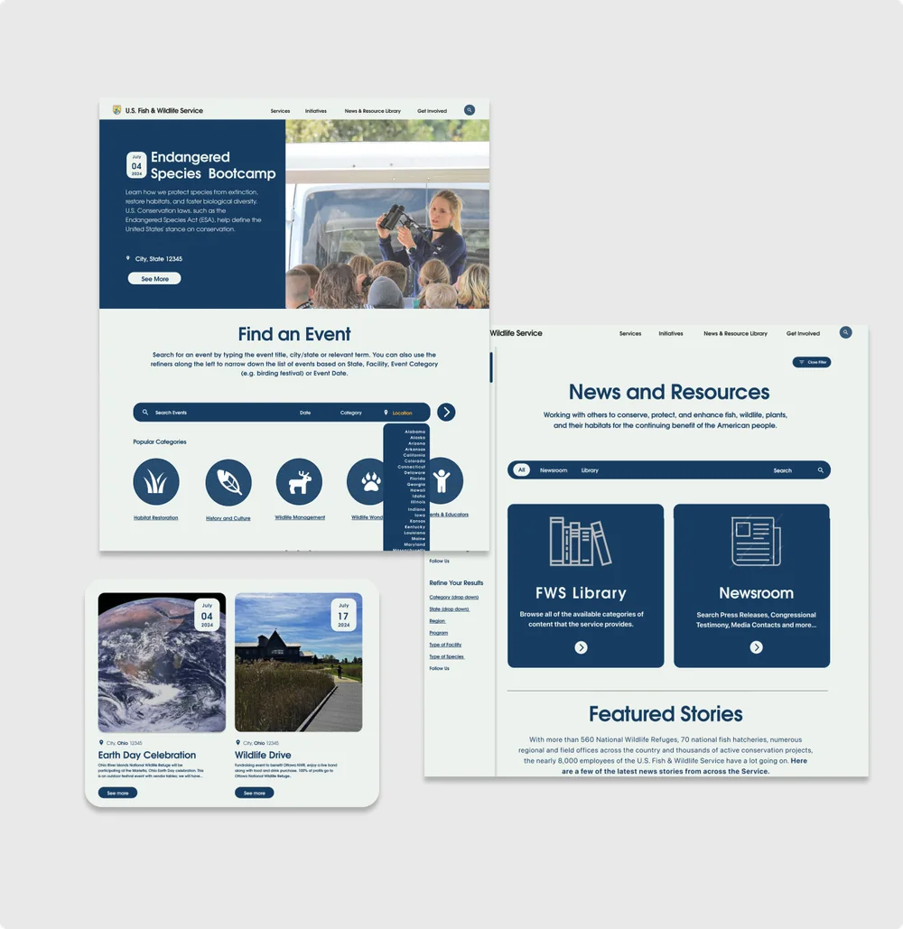 Redesigned event finder and news filtering
